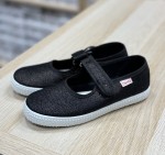 Cienta 56013-01 Negro baleriny hiszpańskie, pachnące brokatowe czarne 