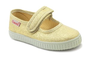 Cienta 56083-25 Oro baleriny hiszpańskie, trampki pachnące złote, brokatowe  